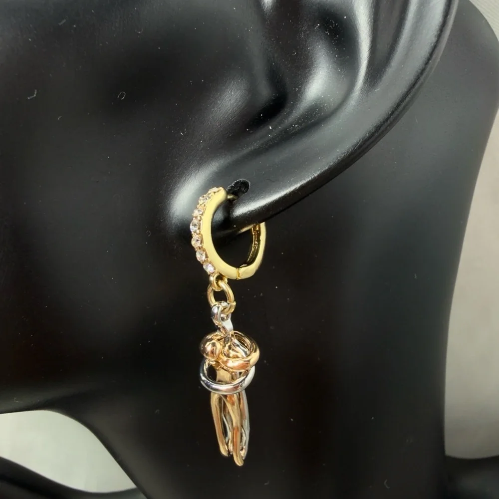 New! 3 Tone stainless steel Love Gold Silver  And Pink Gold Hoop Earrings
